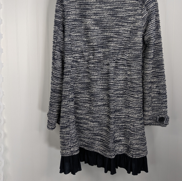 Mystree Navy Marled Double Breast Sweater Coat ML - Picture 9 of 16